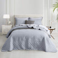 CHIXIN Oversized Bedspread Coverlet Set King Size - Lightweight Bedding Cover - Ultrasonic Quilting - 5 Piece Reversible Bedspread - Elegant Damask Paisley Pattern (King, Light Grey)