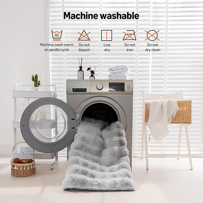 Amazon Basics Indoor Area Rug, 3D Bubble Washable Home Decor Carpet for Living Room, Bedroom, 8' W × 10' L, Grey