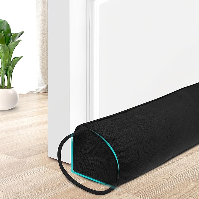 TORRAMI Under Door Draft Stoppers 36 Inch, Heavy Triangle Stop Draft Block Cold Air/Wind/Breeze Noise Blocker Door Sweeps Weather Stripping Bottom Seal Black