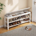 Shoe Rack Bench Seat Rubberwood 2-Tier Wooden Storage Bench 550lbs Compact Mid-Century Modern Design for Entryway, Hallway, Closet, Front Door Entrance, Foyer