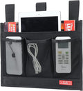 Zafit Hanging Bedside Caddy, Bedside Storage Organizer for Magazine, Phone, Remote control (Classic4 Pockets-Black)