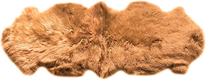 Long 2x6 Sheespkin Rug Runner - Light Brown Sheepskin Fur Rugs - Great for Draping and Floor Decor - Extra Soft New Zealand Fur - Real Sheep Skin Rug for Bedroom Living Room
