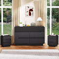7 Drawer Dresser and 2 Nightstand Sets for Bedroom 3 Pcs Bedroom Set, Modern 47.2" Fluted Dresser with Invisible Handles Nightstand Charging Station, Bedroom Furniture Set for Living Room, Black