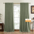RYB HOME Blackout Velvet Curtains 108 inches Long, Total Light Blocking Room Darkening Thermal Insulated Back Tab Curtains for Nursery Bedroom, Sage Green, 52W x 108L, 2 Panels