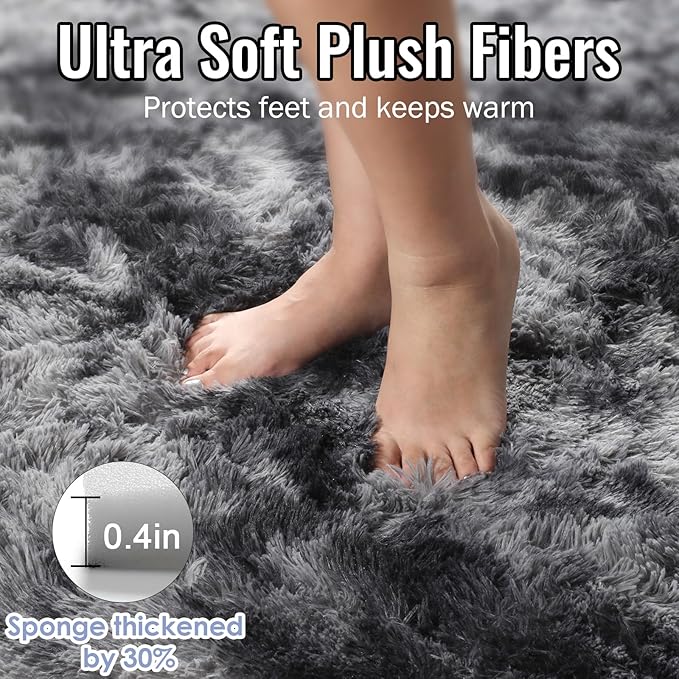 PAGISOFE Abstract Soft Shaggy Rugs for Living Room 5x8 Ft,Tie-Dyed Grey Fluffy Washable Rugs for Kids Room Furry Carpets for Bedroom Room Decor Aesthetic Large Shag Carpet for Boys Girls Dorm Nursery