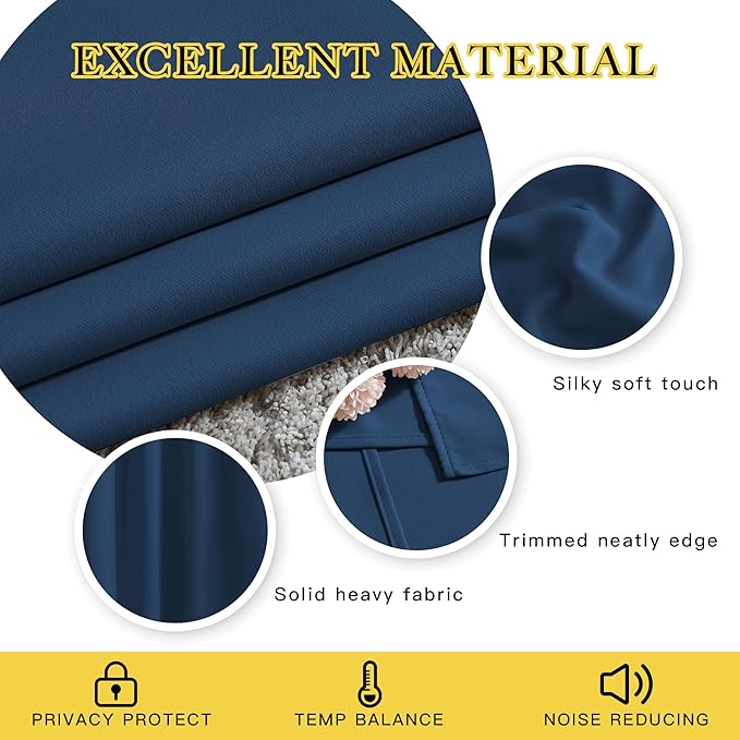 NICETOWN Moroccan Blue Curtains for Sliding Door - 52 by 95, 2 Pieces, Blocking Out 50% Sunlight Window Treatment Modern Design Curtain Panels for Dining Room