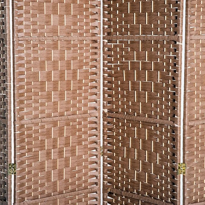 HOMCOM Room Divider, 4 Panel Folding Privacy Screen, 6FT Tall Portable Wicker Weave Partition Wall Divider for Bedroom, Home Office, Natural