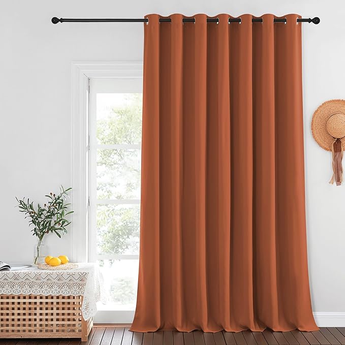 NICETOWN Blackout Curtains for Sliding Glass Door Room Divider Noise Reduce Curtain Panel Portable Window Screen Sliding Partition, W100 x L102 inches, 1 Panel, Burnt Orange