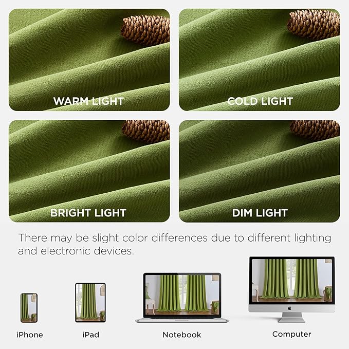 Joydeco Moss Green 100% Blackout Curtains 90 Inch 2 Panels, Luxury Thermal Green Velvet Curtains for Bedroom Living Room, Soundproof Blackout Window Drapes, Grommet Top (52W x 90L)