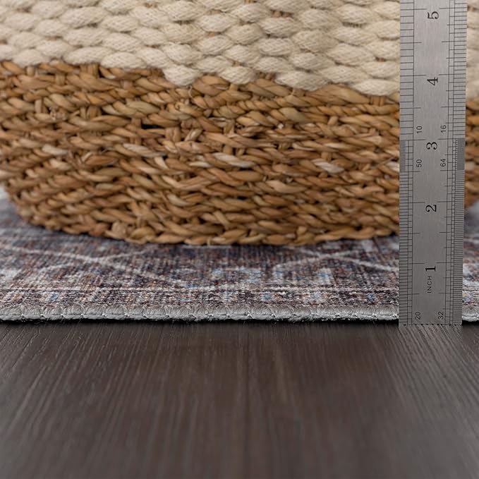 Bloom Rugs Washable 5' x 7' Rug - Slate Gray/Blue Traditional Area Rug for Living Room, Bedroom, Dining Room, and Kitchen - Exact Size: 5' x 7'