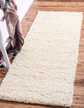 Unique Loom Solid Shag Collection Area Rug (2' 7" x 19' 8" Runner, Pure Ivory)