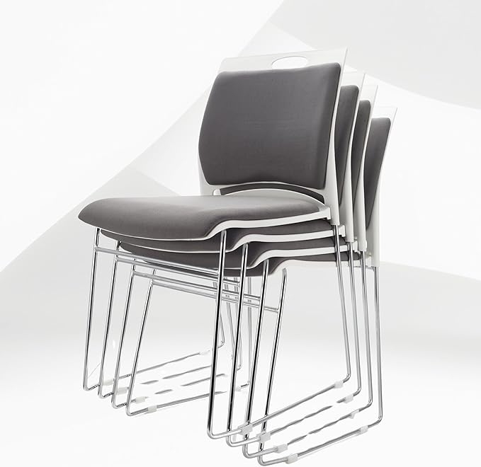 100 Pack Stacking Chairs 1102LB Capacity Home Office Guest Chair Set with Sled Base,Modern Reception Chair for Kitchen,Waiting Room,Multi-Purpose Room,Break Room,Training,Cafeteria