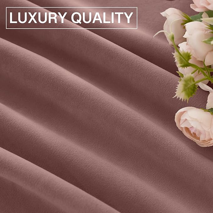 StangH Soft Wild Rose Velvet Curtains 102 inches Long Light Blocking for Girls Bedroom, Elegant Warming Drapes Thermal Insulated Noise Reducing for Nursery/Living Room, W52 x L102, 2 Panels