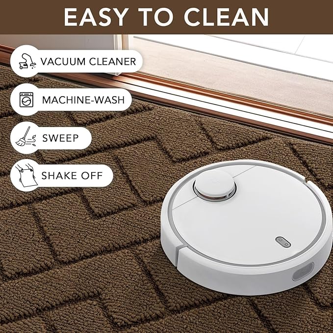 hicorfe Indoor Doormat,Front Back Door Mat Rubber Backing Non Slip Door Mats 20"x59" Absorbent Resist Dirt Entrance Doormat Inside Floor Mats Entryway Washable Low-Profile for Patio,Garden(Dark Brown)