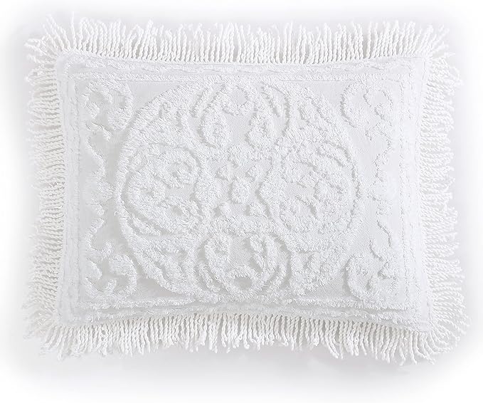 Beatrice Home Fashions Medallion Chenille Bedspread, King Sham, White