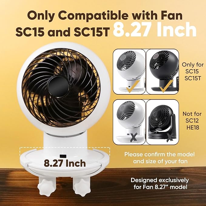 Yudylg Fan Holder Compatible with 8.27" Fan – Heavy Duty ABS Clip-On Holder for Bunk Bed, Desk & Headboard, Injection Molding Clamp with Anti-Slip Pad, Scratch Resistant & Space-Saving Design