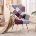 Joysoul Living Room Accent Chair Modern High Back Arm Chair, Houndstooth Pattern Bohemian Style Chairs for Bedroom Waiting Room (Purple Plaid)