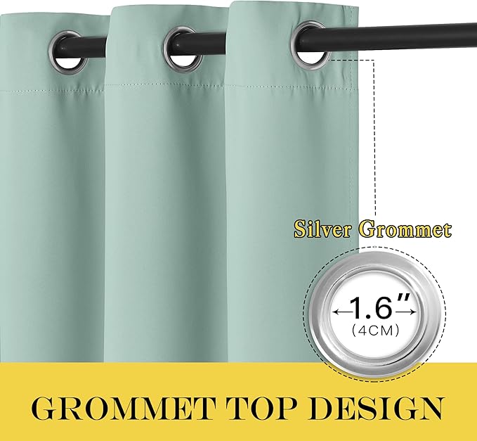NICETOWN Window Treatment Sliding Door Curtain - Thermal Insulated Width Solid Blackout Patio Glass Door Drape, Extra Wide Draperies (Seafoam Green, 100 inches Wide x 84 inches Long)