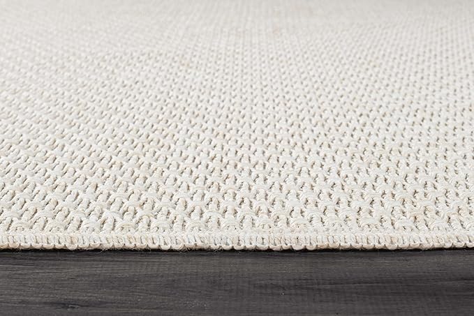 Easy Jute Rug 6x9 Indoor Outdoor Natural Rugs Solid Fiber Rug Woven Area Rug Boho Easy Clean Inside Carpet for Living Room Bedroom Dining Room Hallway or Outdoor Patio Porch (6 X 9 Bone)