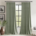 StangH Sage Green Velvet Curtains for Nursery Bedroom Rod Pocket Room Darkening Privacy Curtain Panels Heritage Plush Heat Insulation Drapes for Living Room, W62 x L84, 2 Panels