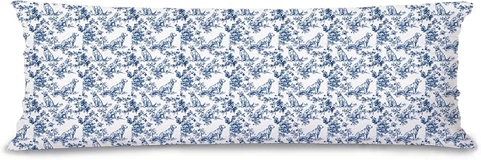 Chinoiserie Golden Retriever 20x54inch Body Pillows Decorations Covers,Blue and White Floral Golden Retriever Decorative Long Hug Pillow Cases for Bed Couch