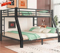 Upgraded Version Thicken Metal Heavy Duty Queen Over King Bunk Bed, Best Modern Style Stronger BunkBed Frame King Size with Ladders for Adults, Easy Assembly (Queen Over King)