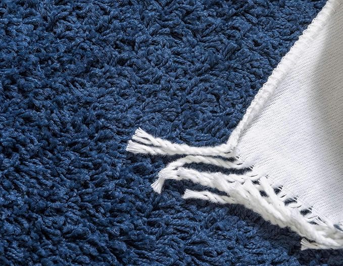 Unique Loom Solid Shag Collection Area Rug (9' x 12' Rectangle, Sapphire Blue/ Navy Blue)