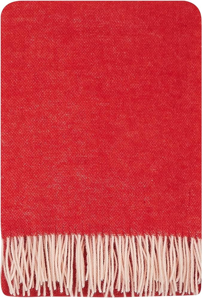 New Zealand Virgin Wool Throw Blanket, Indoor & Outdoor, Soft Blanket with Fringes, 55 x 79 in (140 x 200 cm)