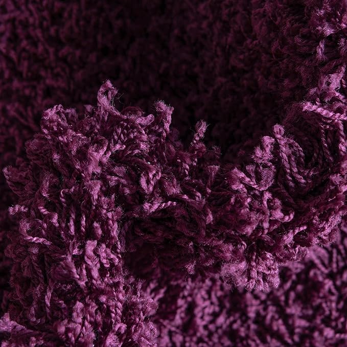 Unique Loom Solid Shag Collection Area Rug (6' 1" Round, Eggplant Purple)