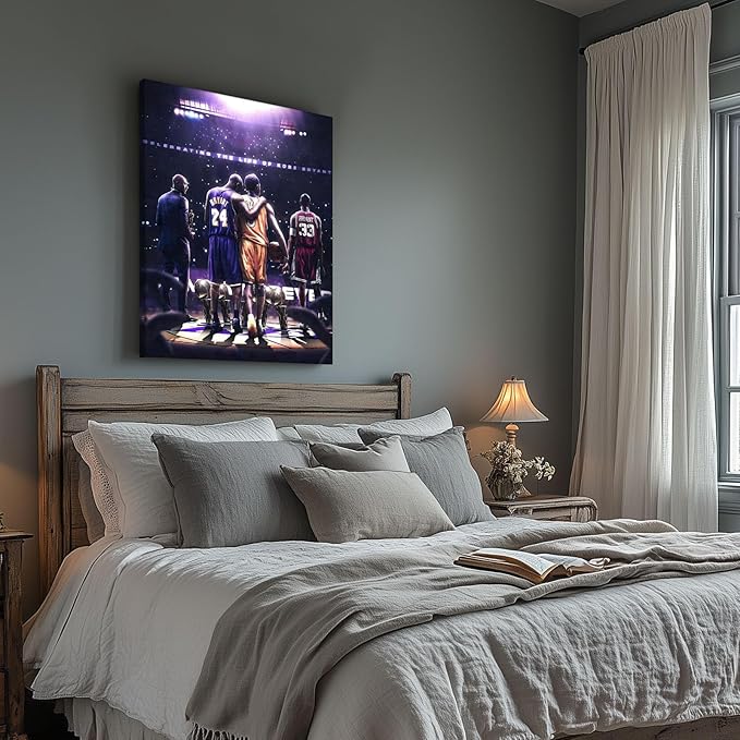 Kobe Bryant Legacy Canvas Wall Art Print Poster, Iconic Inspirational Sports Picture Artwork, Motivational Mamba Mentality Painting Wall Decor for Office Gym Home Living Room Bedroom, Framed 11x14inch