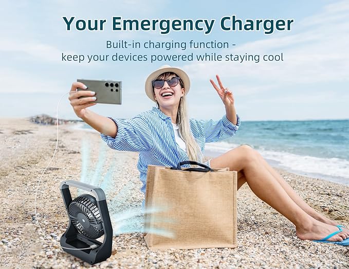 Svinkal Battery Powered Fan, 10000mah Portable Desk Fan with Timer, 3 Speeds, Whisper Quiet, 180° Rotation, Portable Fan for Office, Bedroom, Outdoor, Camping