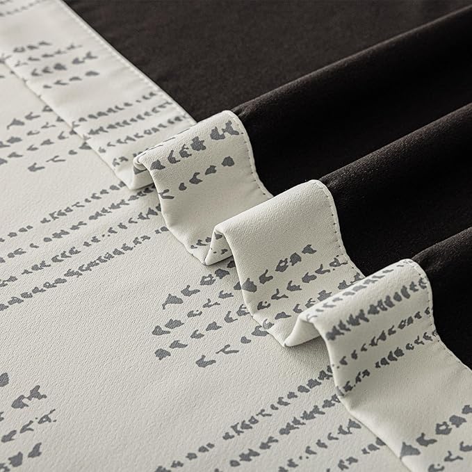 100% Boho Blackout Curtains 96 Inches Long for Bedroom, Grey on Beige Patterned Bohemian Curtains for Living Room, Geometric Striped Thermal Insulated Window Drapes Gromment Top 2 Panels
