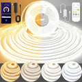 COB LED Strip Light,CCT Dimmable Strips Light,2700K-6500K,32.8ft/10m,8mm Wide,CRI90+ 24V LED Strips Kit with Bluetooth APP Control/Music Mode,for Bedroom,Kitchen,DIY Lighting