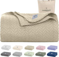 Cloud Scape Linen 100% Cotton Blanket King 92x108 Fog - Cozy Herringbone Weave, Fits Up to Cal King Beds, Breathable Softness, All-Season Warmth, Heavy Layering Winter Blanket