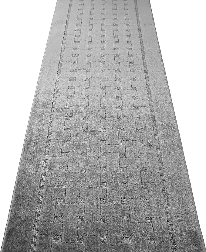 Non Slip Washable Carpet Runner Rug with Rubber Backing, Custom Floor Mat for Kitchen Hallway Stairs Bedroom Bathroom Entry, Grey, Your Choice of Length, 26 Inch X 28 feet
