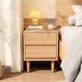 Solid Wood Nightstand Natural Night Stand with Drawers Mid Century Modern Nightstand with Storage,Wood Night Stand,Small Bedside Table for Bedroom,Living Room,Office,Natural Bedside Table