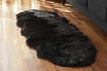 Silky Soft Faux Fur Rug, 2 ft. x 6 ft. Black Fluffy and Shaggy Sheepskin Area Carpet for Living Rooms, Bedroom, Kid's Room, or Nursery, Home Décor Accent, Machine Washable with Non-Slip Backing