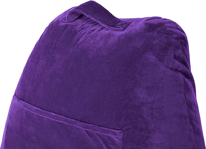 Husband Pillow Purple, Original Reading Pillow in Bed Rest Chair, Shredded Memory Foam Large Lounge Cushion Adult Backrest with Arms, Comfy Back Support for Sit Sitting Up, Washable/Removable Cover