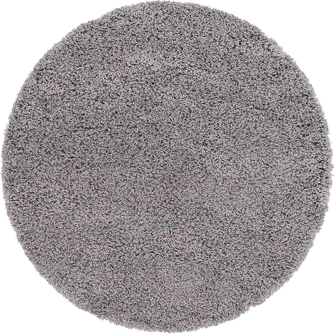 Unique Loom Solid Shag Collection Area Rug (4' 1" Round, Cloud Gray)