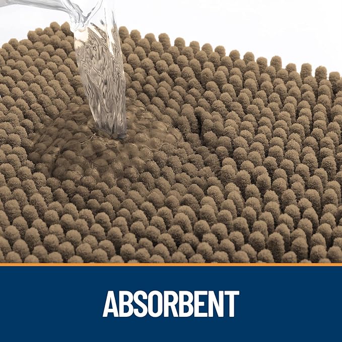 OLANLY Dog Door Mat for Muddy Paws 44x24, Absorbs Moisture and Dirt, Absorbent Non-Slip Washable Doormat, Quick Dry Chenille Mud Mat for Dogs, Entry Indoor Entryway Carpet for Inside Floor, Tan