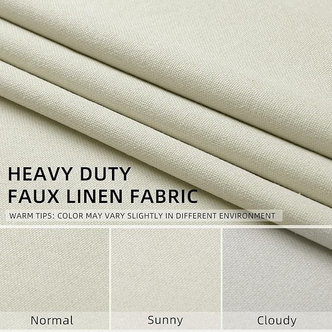 ChrisDowa 100% Blackout Iovry Solid Curtains 96 Inches Long 2 Panels for Bedroom Living Room,Farmhouse Room Darkening Thermal Insulated Soundproof Grommet Top Window Treatment Drapes,52x96