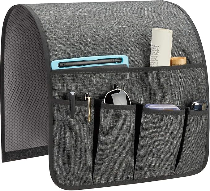 SYSOV Sofa Armrest Organizer, Remote Control Holder for Recliner Couch, Arm Chair Caddy with 5 Pockets for Magazine, Tablet, Phone, iPad