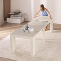 Transformer Table - Solid Wood Extendable Dining Table, Seats 2-12, Extendable Dining Room Table, Space-Saving Furniture, Expandable Dining Furniture (White, Table + Coffee Table)