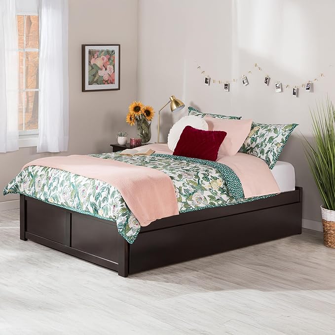 AFI Concord Queen Size Platform Bed with Footboard & Twin XL Trundle in Espresso