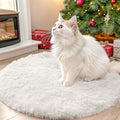 OLANLY Ivory Round Rugs for Bedroom - Machine Washable, 2 ft Circle Area Rugs for Living Room, Soft and Fluffy Shaggy Carpet for Teen Girls and Boys, Nursery Rooms, Dorms, Home Decor Aesthetic