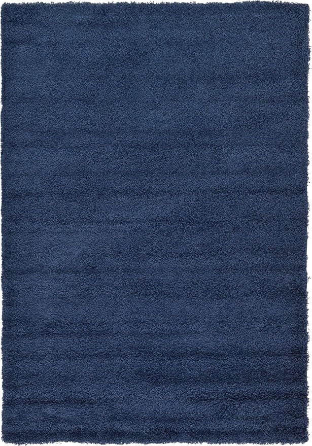 Unique Loom Solid Shag Collection Area Rug (6' 1" x 9' Rectangle, Sapphire Blue/ Navy Blue)