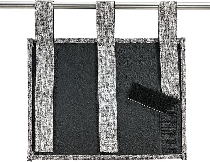 Zafit Linen Bedside Caddy, Bedside Storage Organizer for Hospital Beds, College Dorm Rooms or Baby Bed (4 Pockets-Grey)