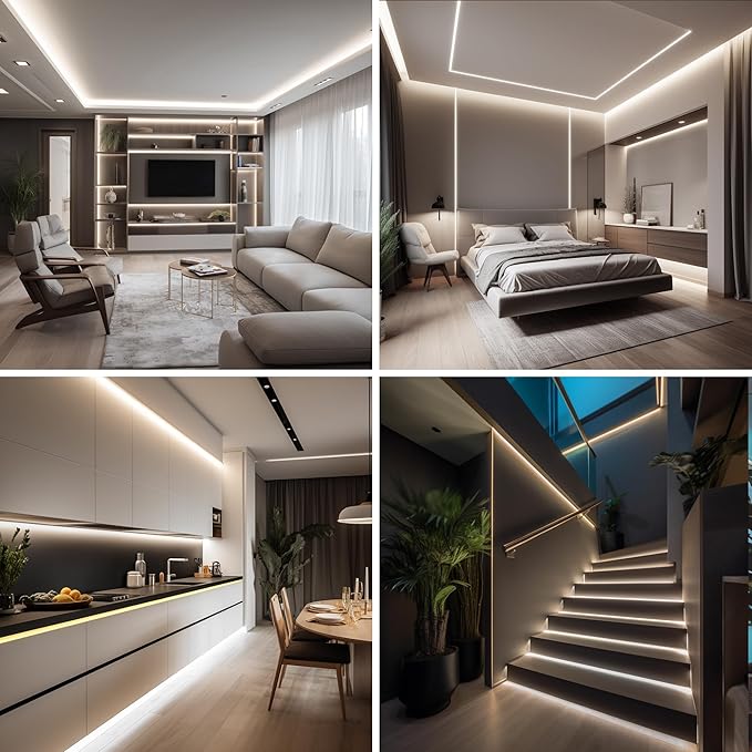 COB LED Strip Lights Natural White,24V Dimmable led Light Strip KIT with Remote and app Control,4000K 25FT/7.5m 8mmwide Ra>90 Cuttable Flexible Strip Lights for Bedroom,Wardrobe,Cabinet