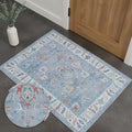 Fame Rugs Blue Modern Oushak Rug 2x3, Vintage Doormat Turkish Colorful Oriental Antique Inspired Washable Small Area Rug, Luxury Living Room Bedroom (381LB, 2' x 3')