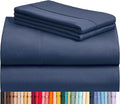 LuxClub 4 PC Full Sheet Set, Deep Pockets Wrinkle Free Cooling Bed Sheets Hotel Bedding for Women, Men, Kids & Teens, Includes 1 Fitted Sheet, 1 Flat Sheet and 2 Pillowcases-Soft Navy
